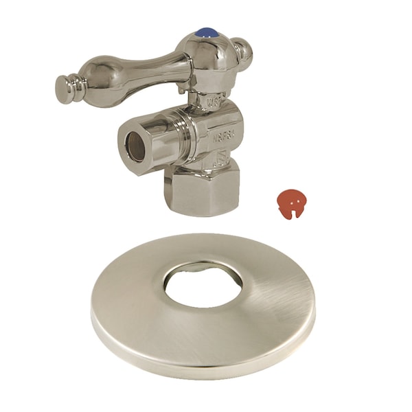 CC43108K Qrtr Turn Valve W/Flange (1/2" FIP X 3/8" OD Compression), Nkl